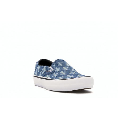 Кроссы Vans Slip-On Supreme Hole Punch Denim Blue - мужская сетка размеров