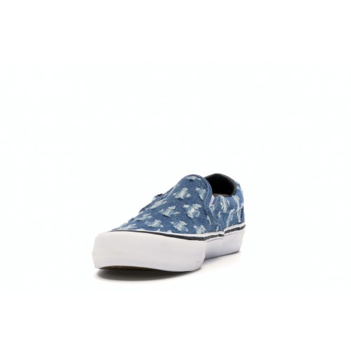 Кроссы Vans Slip-On Supreme Hole Punch Denim Blue - мужская сетка размеров