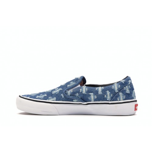 Кроссы Vans Slip-On Supreme Hole Punch Denim Blue - мужская сетка размеров