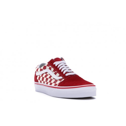 Кроссы Vans Old Skool Checkerboard Racing Red - мужская сетка размеров