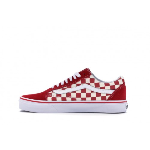 Кроссы Vans Old Skool Checkerboard Racing Red - мужская сетка размеров