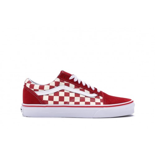 Кроссы Vans Old Skool Checkerboard Racing Red - мужская сетка размеров