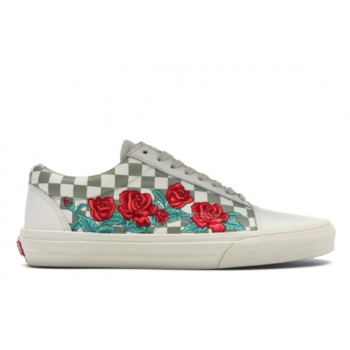 Кеды Vans Old Skool Rose Embroidery (White) - мужская сетка размеров