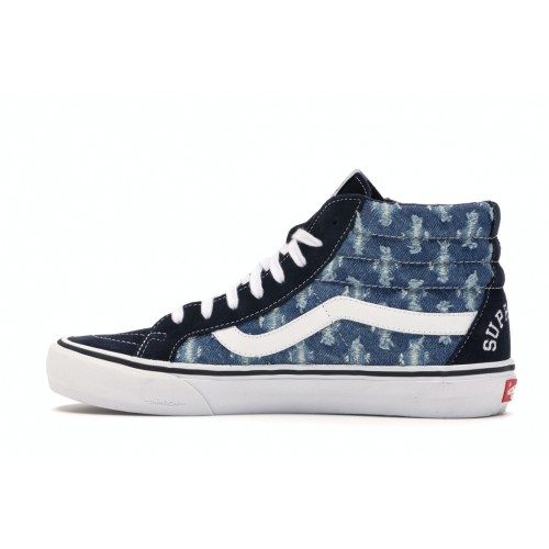 Кроссы Vans Sk8-Hi Supreme Hole Punch Denim Blue - мужская сетка размеров