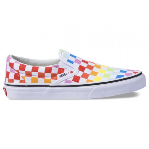 Кроссы Vans Classic Slip-On Rainbow Checkerboard - мужская сетка размеров