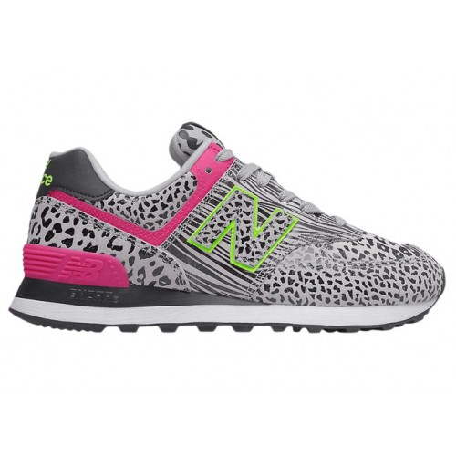 Кроссы New Balance 574 Cheetah Print Black Grey (W) - женская сетка размеров
