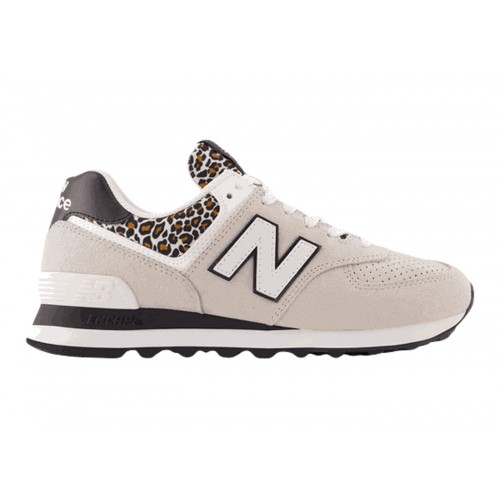 Кроссы New Balance 574 Grey Black Leopard Print (W) - женская сетка размеров