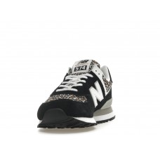 Женские кроссовки New Balance 574 Black Beige Leopard Print (W)
