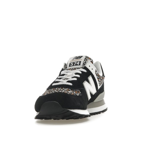 Кроссы New Balance 574 Black Beige Leopard Print (W) - женская сетка размеров