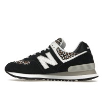 Женские кроссовки New Balance 574 Black Beige Leopard Print (W)