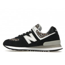 Женские кроссовки New Balance 574 Black Beige Leopard Print (W)