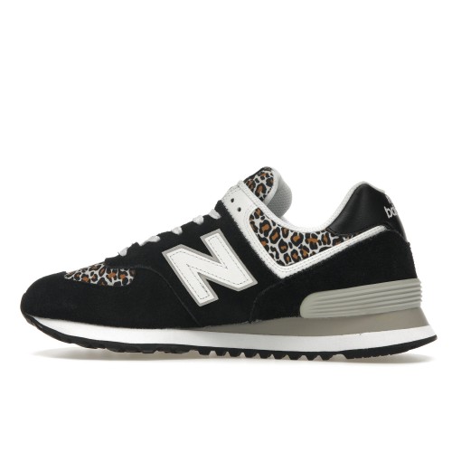 Кроссы New Balance 574 Black Beige Leopard Print (W) - женская сетка размеров