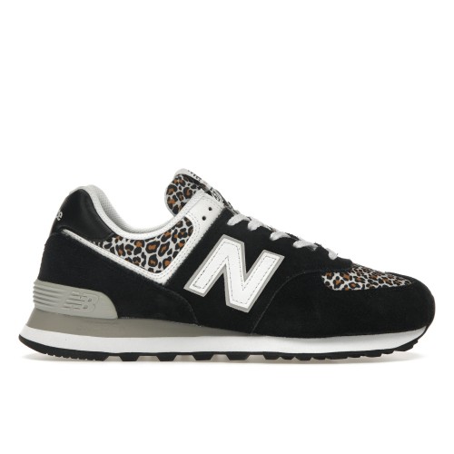 Кроссы New Balance 574 Black Beige Leopard Print (W) - женская сетка размеров
