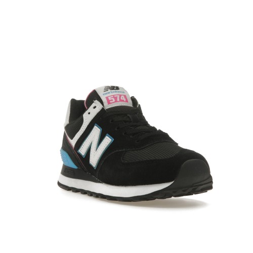 Кроссы New Balance 574 Black Vibrant Sky Pink (W) - женская сетка размеров