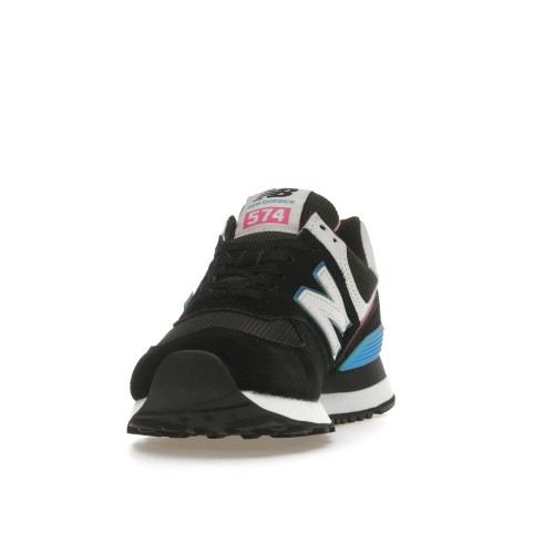 Кроссы New Balance 574 Black Vibrant Sky Pink (W) - женская сетка размеров