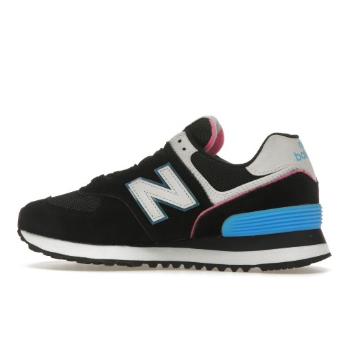 Кроссы New Balance 574 Black Vibrant Sky Pink (W) - женская сетка размеров