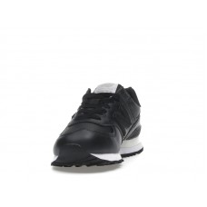 Женские New Balance 574 Black Leather White (W)