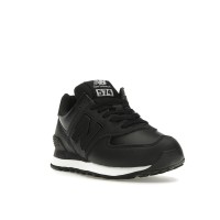 Женские кроссовки New Balance 574 Black Leather White Midsole (W)