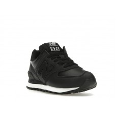 Женские кроссовки New Balance 574 Black Leather White Midsole (W)