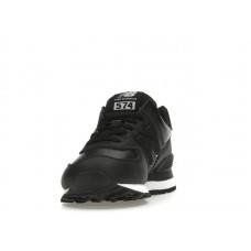 Женские кроссовки New Balance 574 Black Leather White Midsole (W)