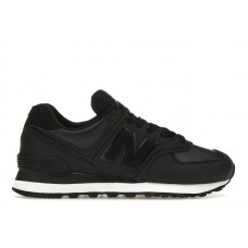 Женские кроссовки New Balance 574 Black Leather White Midsole (W)