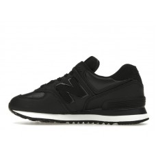 Женские кроссовки New Balance 574 Black Leather White Midsole (W)