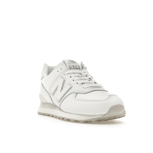 Кроссы New Balance 574 Triple White Leather (W) - женская сетка размеров