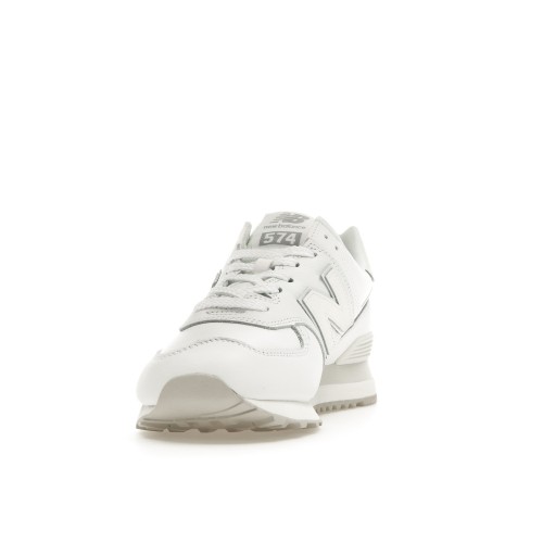 Кроссы New Balance 574 Triple White Leather (W) - женская сетка размеров