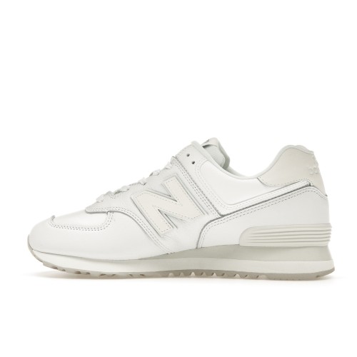 Кроссы New Balance 574 Triple White Leather (W) - женская сетка размеров