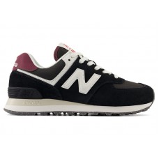 Женские New Balance 574 Black White Burgundy (W)