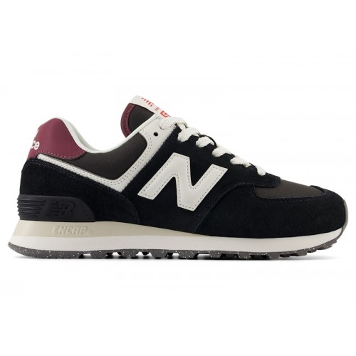 New Balance 574 Black White Burgundy (W) - женская сетка размеров