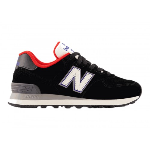 Кроссы New Balance 574 Black White Varsity Red (W) - женская сетка размеров