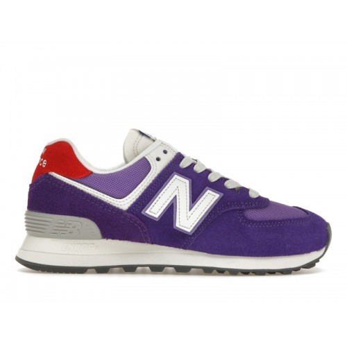 Кроссы New Balance 574 Purple White Red (W) - женская сетка размеров