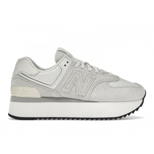 Кроссы New Balance 574 Plus White (W) - женская сетка размеров