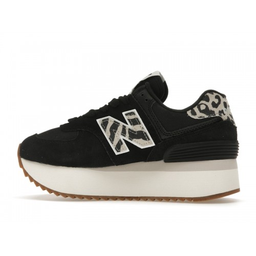 Кроссы New Balance 574 Plus Black Animal Print (W) - женская сетка размеров