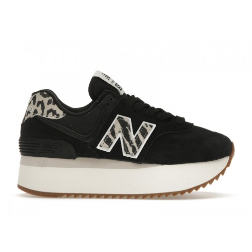 Кроссы New Balance 574 Plus Black Animal Print (W) - женская сетка размеров