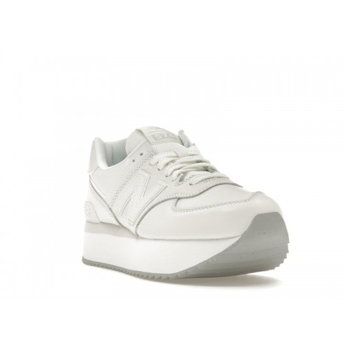 Кроссы New Balance 574 Plus White Grey Matter (W) - женская сетка размеров