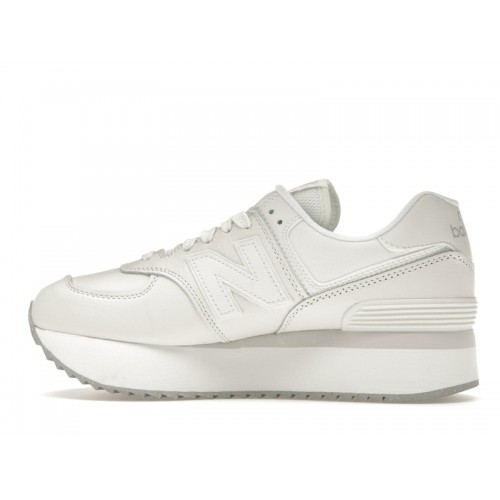 Кроссы New Balance 574 Plus White Grey Matter (W) - женская сетка размеров