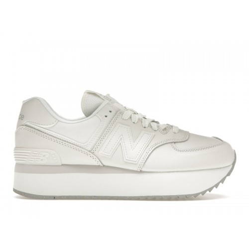 Кроссы New Balance 574 Plus White Grey Matter (W) - женская сетка размеров