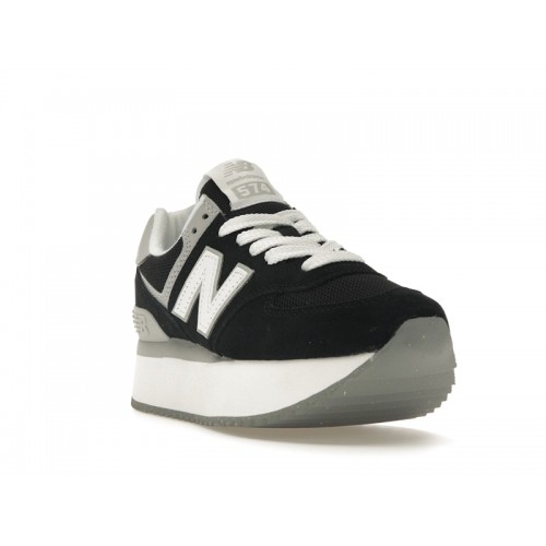 Кроссы New Balance 574 Plus Black Grey (W) - женская сетка размеров