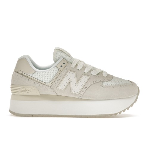 Кроссы New Balance 574 Plus Sand White (W) - женская сетка размеров