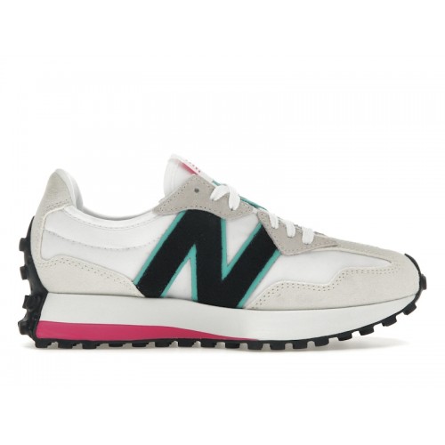 Кроссы New Balance 327 White Grey Black Light Pink (W) - женская сетка размеров
