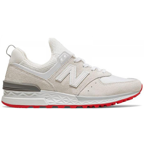 Кроссы New Balance 574 Sport Off White Red (W) - женская сетка размеров