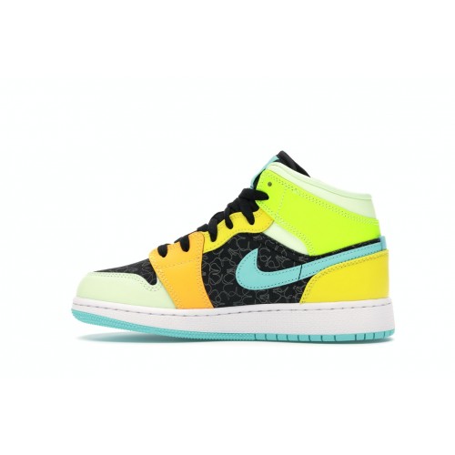 Кроссы Jordan 1 Mid SE Aurora Green (GS) - подростковая сетка размеров