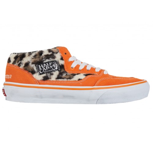 Кроссы Vans Half Cab Supreme Leopard Orange - мужская сетка размеров